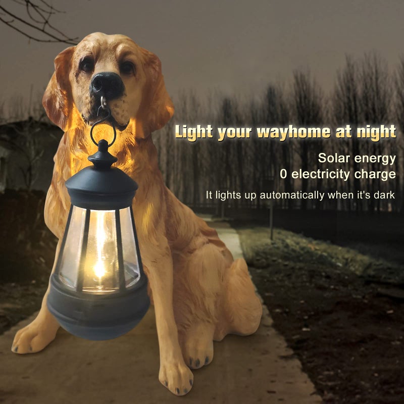 Notakia Golden Retriever Statue Outdoor with Solar Led Home Garden Decoration Windproof Lamp Realistic Dog Decor(Golden Retriever &LED) - Image 4